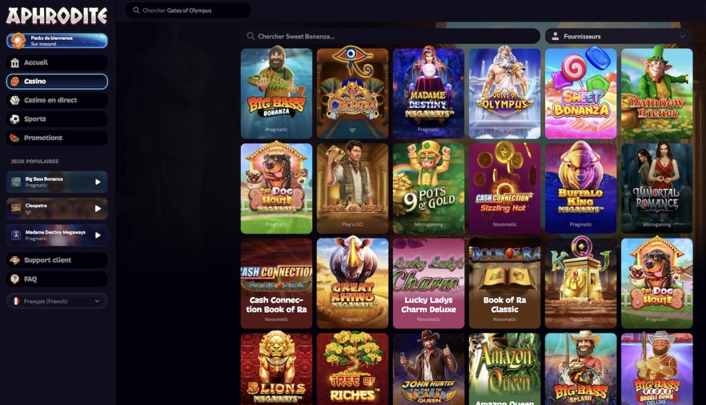 Plateforme de Aphrodite Casino